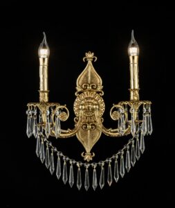 đèn tường đồng cổ điểm 2 tay đính pha lê cao cấp vdc2202