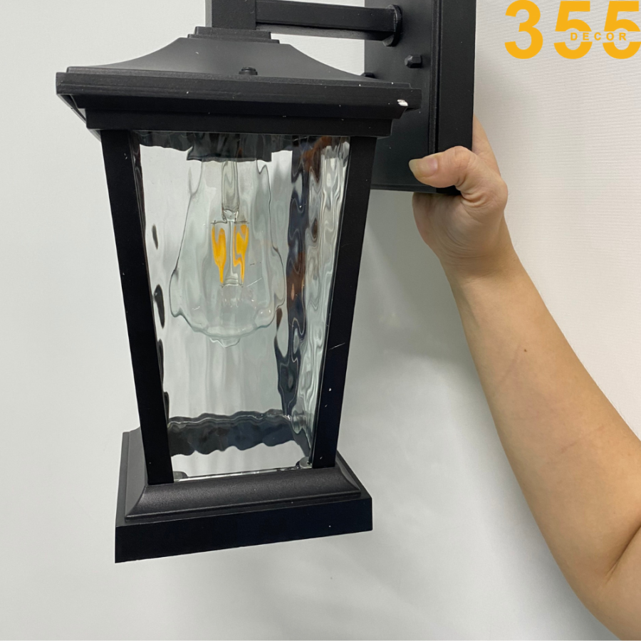 đèn tường hiện đại ngoài trời màu đen sang trọng