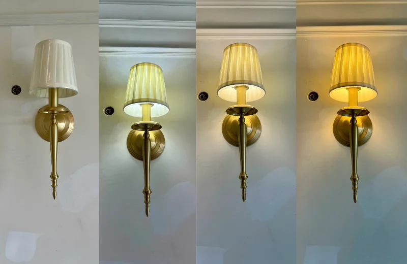 Ảnh cận các chế độ đèn của Đèn Tường Đồng VDC04