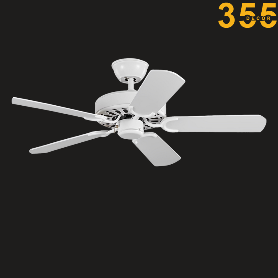 quạt trần cánh sắt màu trắng trang trí phòng khách cao cấp qt34e chính hãng 355decor