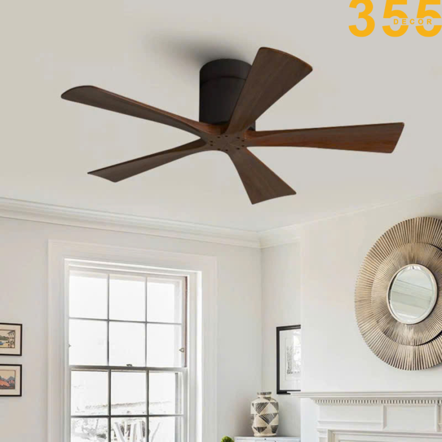 quạt trần cánh gỗ cao cấp trang trí phòng khách qt59 chính hãng 355decor