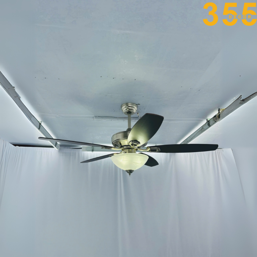 quạt trần đèn cánh gỗ có đèn trang trí phòng khách cao cấp qt57 chính hãng 355decor