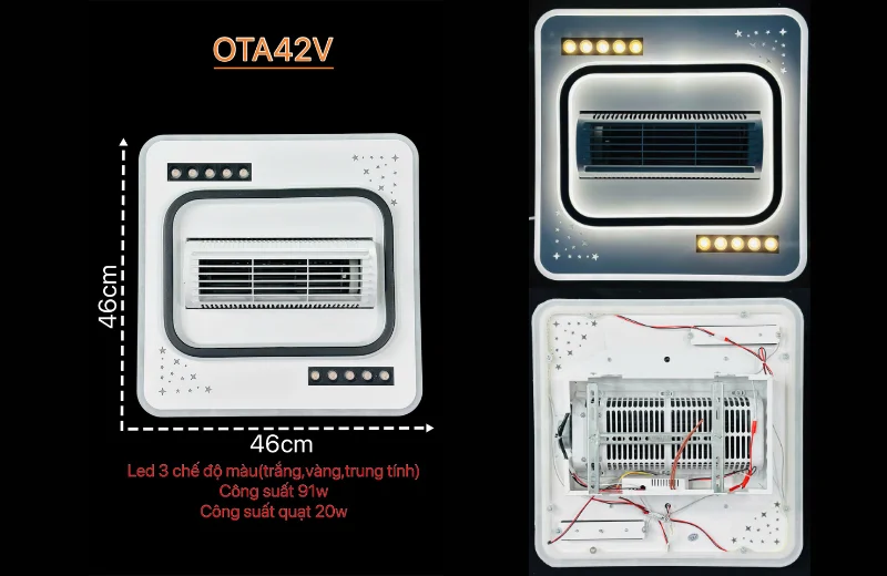 Ảnh thật Đèn Quạt Ốp Trần OTA42V
