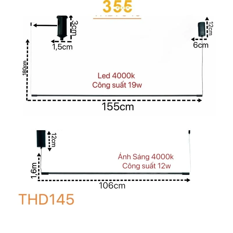 đèn thả hiện đại thd145- thông số kích thước của đèn thả hiện đại