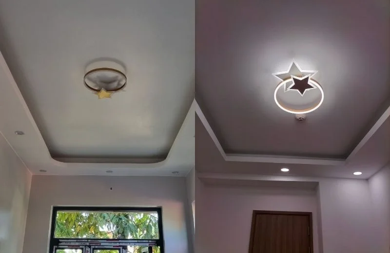 Đèn ốp trần mica OTA8869 thực tế