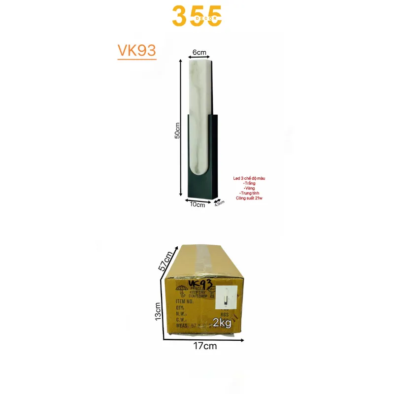đèn tường vk93 - thiết kế tối giản trang trí nội thất nhà ở, showroom