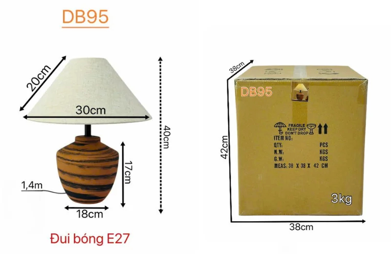 Kích thước Đèn Bàn DB95 