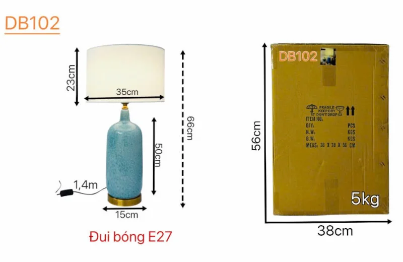 Kích thước Đèn Bàn DB102