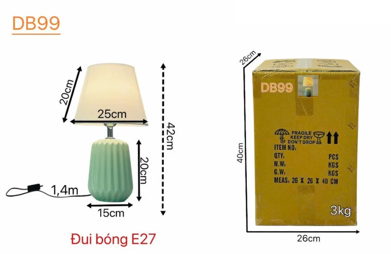 Kích thước Đèn Bàn DB99 