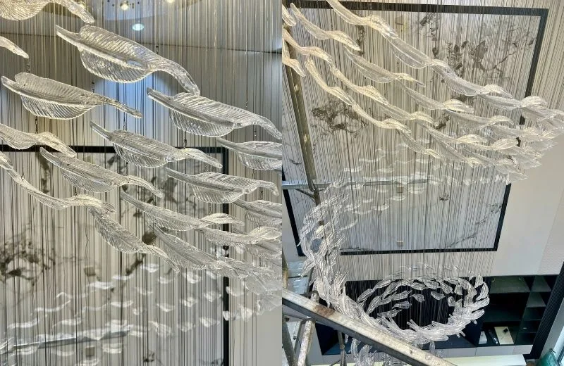 Đèn thiết kế DTK1511 với 250 lá thả thuỷ tinh cao cấp