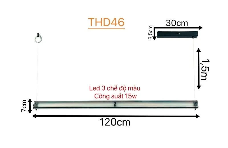 Thông số kích thước đèn thả hiện đại THD46