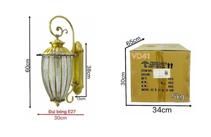 Thông số đèn tường VD41 