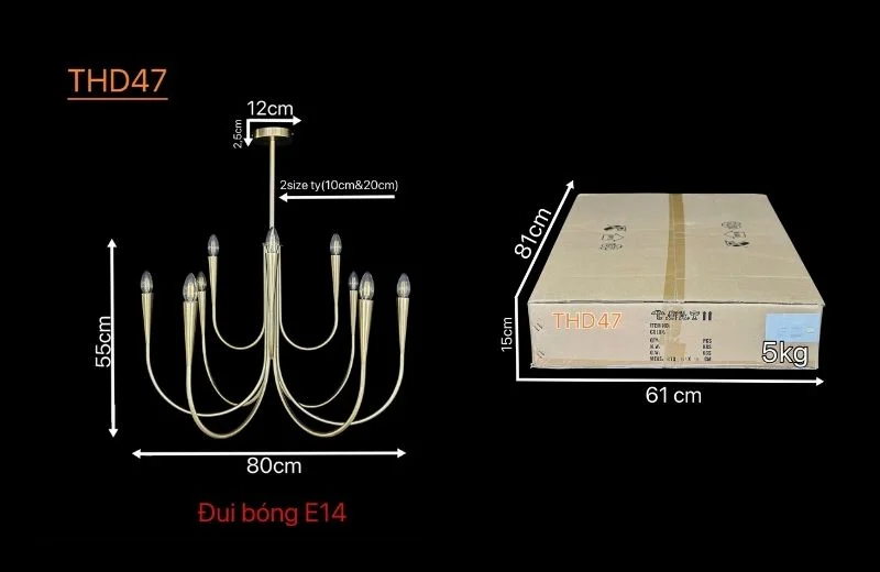 Thông số chi tiết đèn thả hiện đại THD47