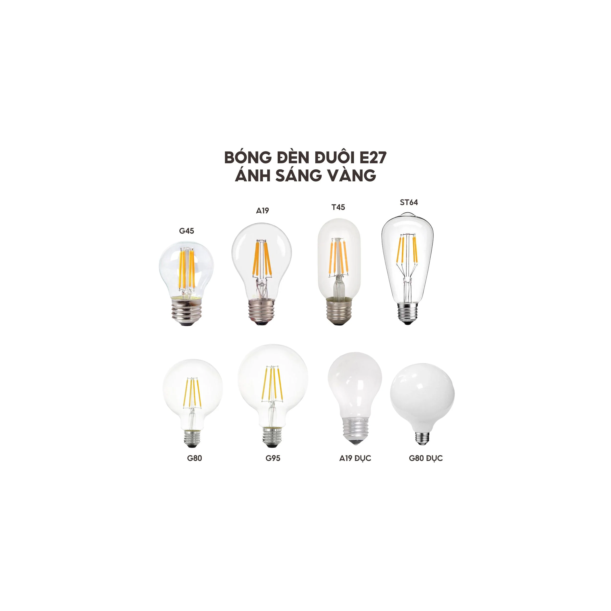 Bóng Đèn LED Đui E27 Ánh Sáng Vàng 4-8W 1