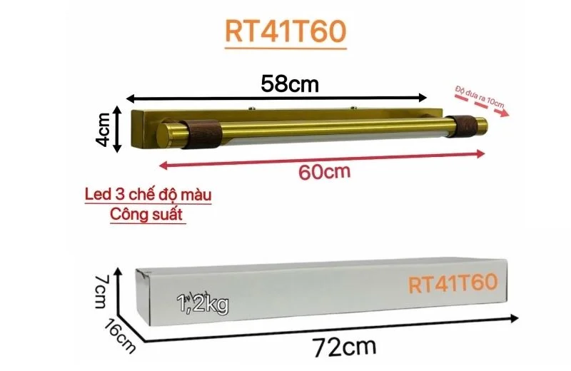 Đèn Rọi Tranh RT41 2 Kích Thước RT41T60 Đèn Rọi Tranh RT41