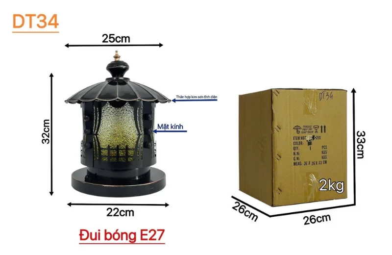 Thông số chi tiết Đèn Trụ DT34