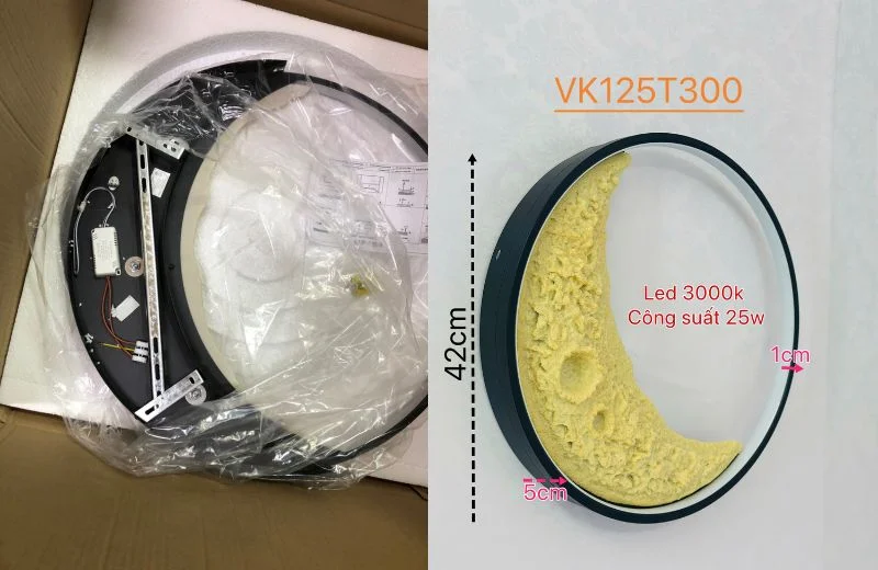 Ảnh cận kích thước và đóng thùng Đèn Tường Thiết Kế VK128T600