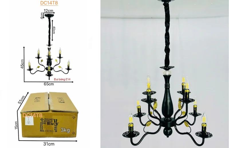 Kích thước Đèn Chùm DC14T8