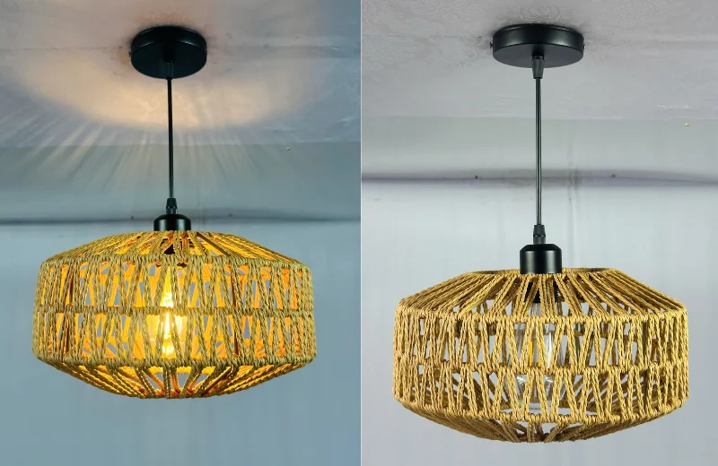 Ảnh thật của Đèn Thả Thiết Kế TTK203 lúc bật và tắt đèn