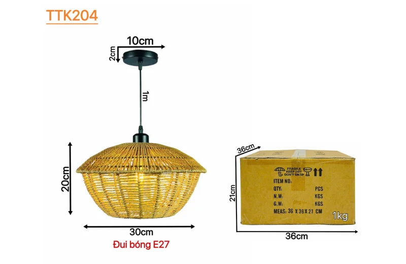 Kích thước Đèn Thả Thiết Kế TTK204
