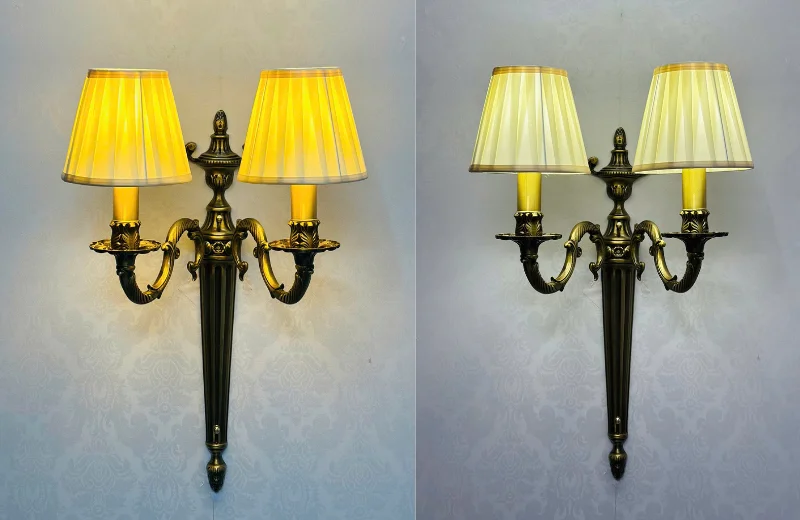 Ảnh thật các chế độ đèn của Đèn Tường Đồng VDC06