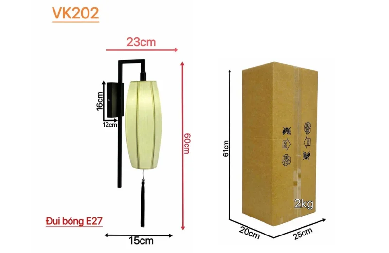 Đèn Tường VK202 1 Kích thước Đèn Tường VK202