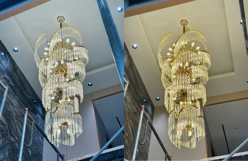 Đèn Thả Pha Lê TPL17 2 Đèn thả pha lê TPL17 phù hợp trần cao, thả thông tầng