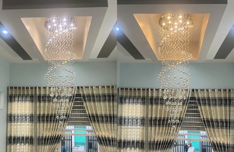 Hình ảnh hoàn thiện của đèn thả pha lê TPL205 