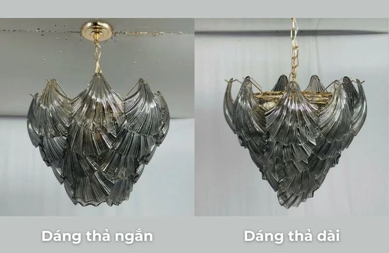 Đèn thả pha lê TPL1601 với dáng dài và ngắn