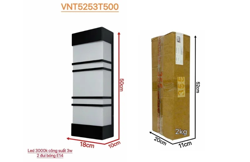 Kích thước Đèn Hắt Tường VNT5253T500