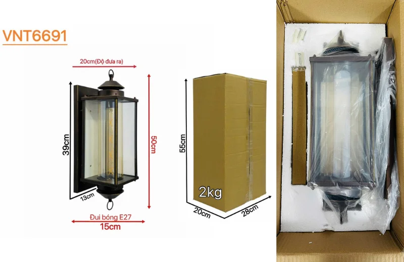 Kích thước Đèn Tường Ngoài Trời VNT6691