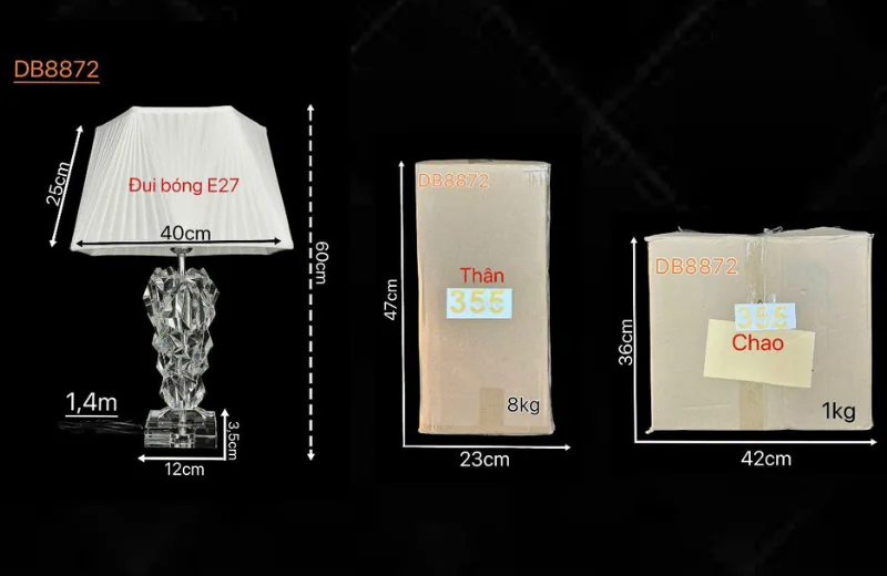 Kích thước Đèn Bàn DB8872 