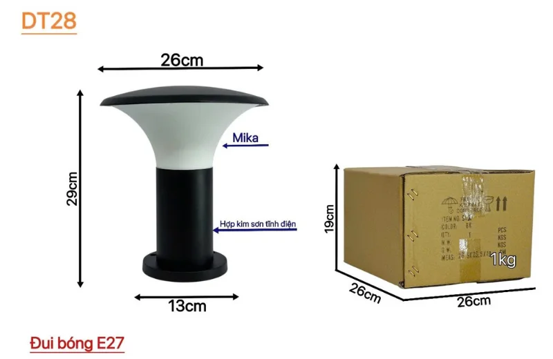 Đèn Trụ DT28 1 Kích thước Đèn Trụ DT28T29