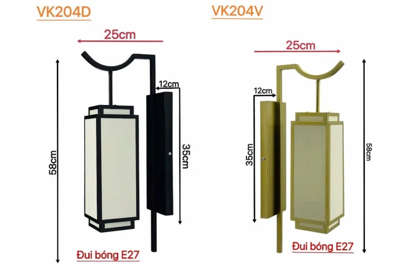 Kích thước Đèn Tường Thiết Kế VK204