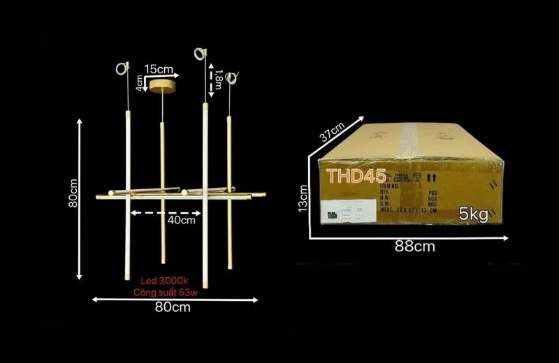 Chi tiết đèn thả hiện đại THD45 