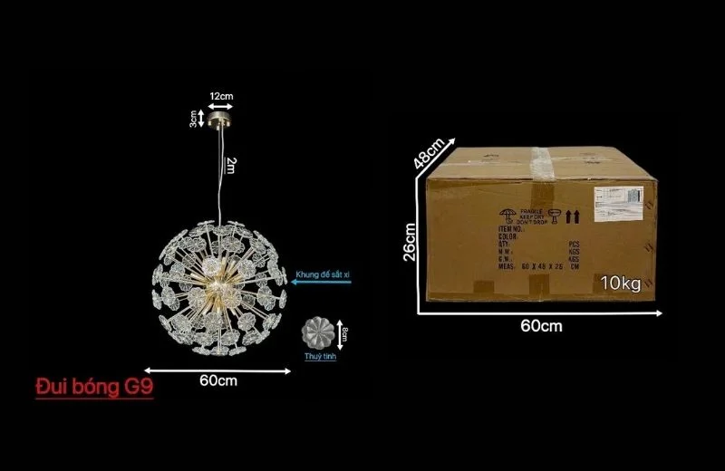 Chi tiết đèn thả pha lê TPL1053 