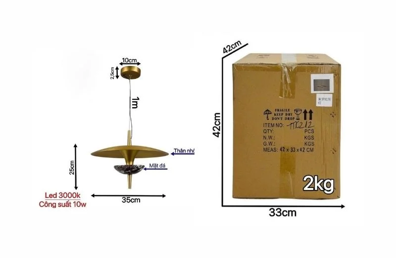 Chi tiết đèn thả thiết kế TTK212 