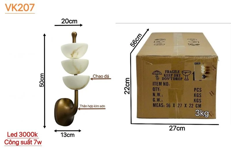 Thông số chi tiết của Đèn Tường VK207 